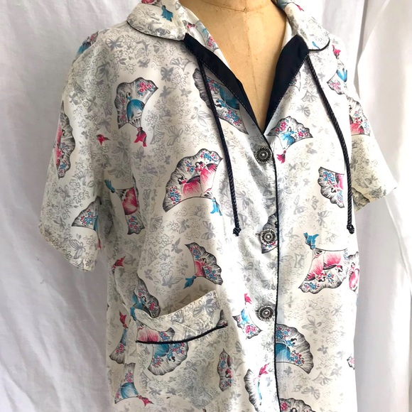 Vintage 40’s Fan Print Top - Picture 2 of 5